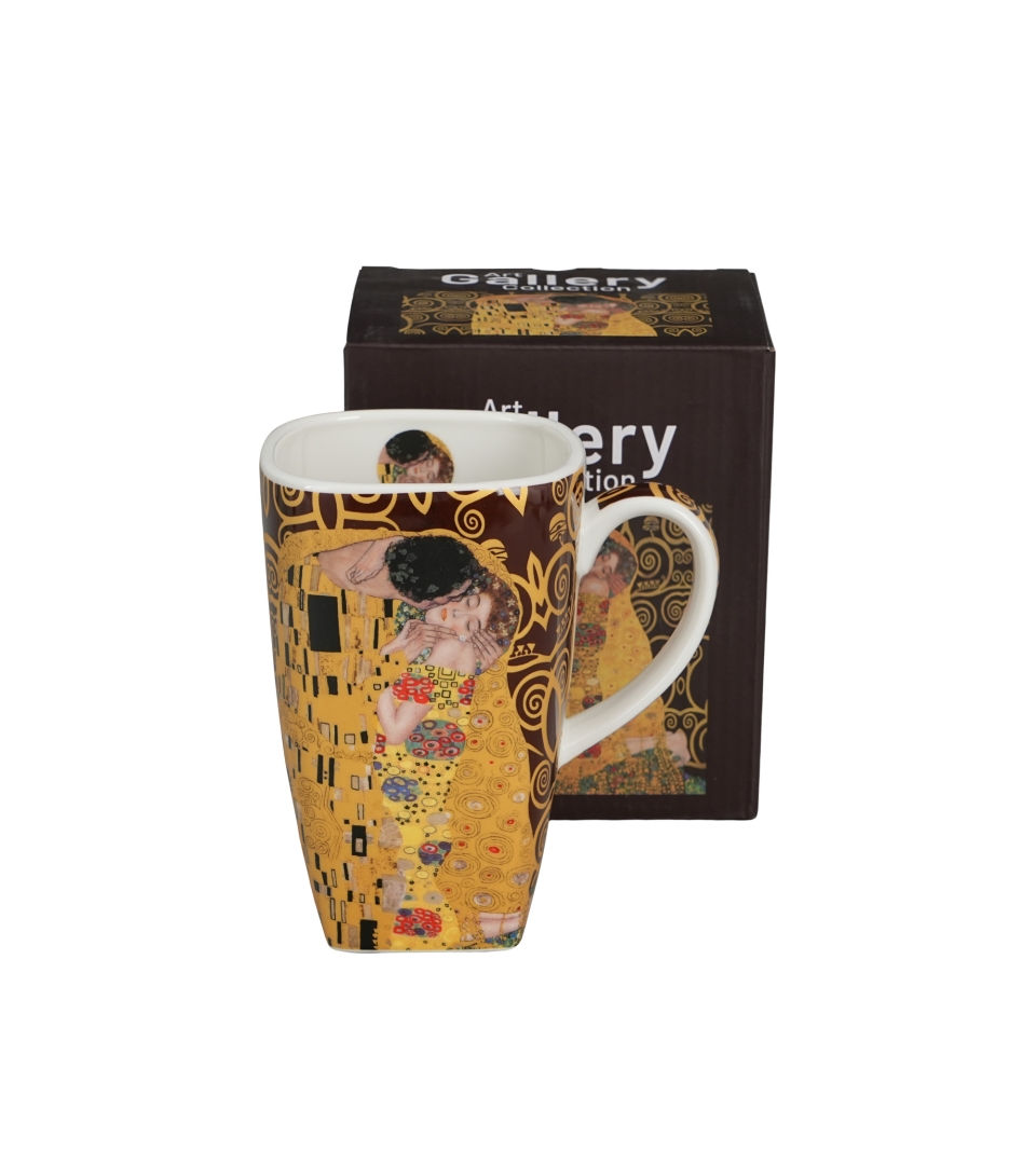 Kubek kwadratowy THE KISS BROWN inspired by Klimt