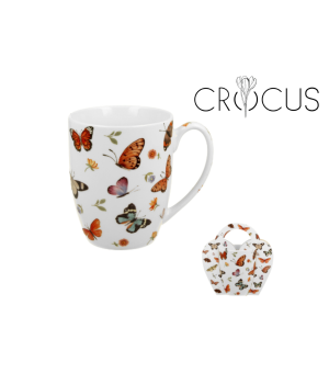 Kubek 350 ml w koszyczku BUTTERFLIES (sprzedaż w zestawach po 6 szt.)