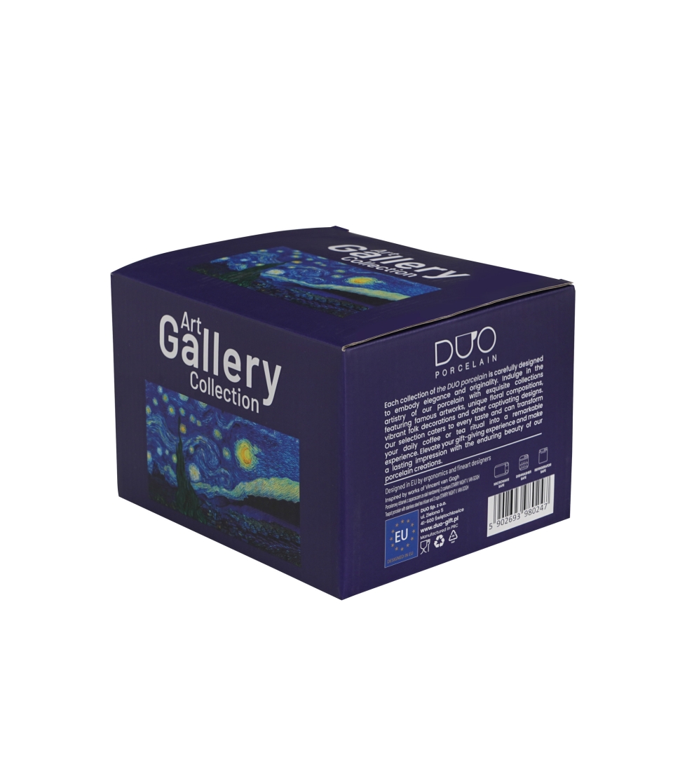 Dzbanek z zaparzaczem ze stali nierdzewnej i 2 czarkami STARRY NIGHT inspired by Van Gogh