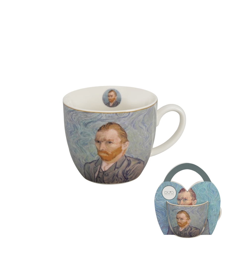 Kubek 460 ml w "koszyczku" PORTRET Van Gogha (sprzedaż w zestawach po 4 szt.)