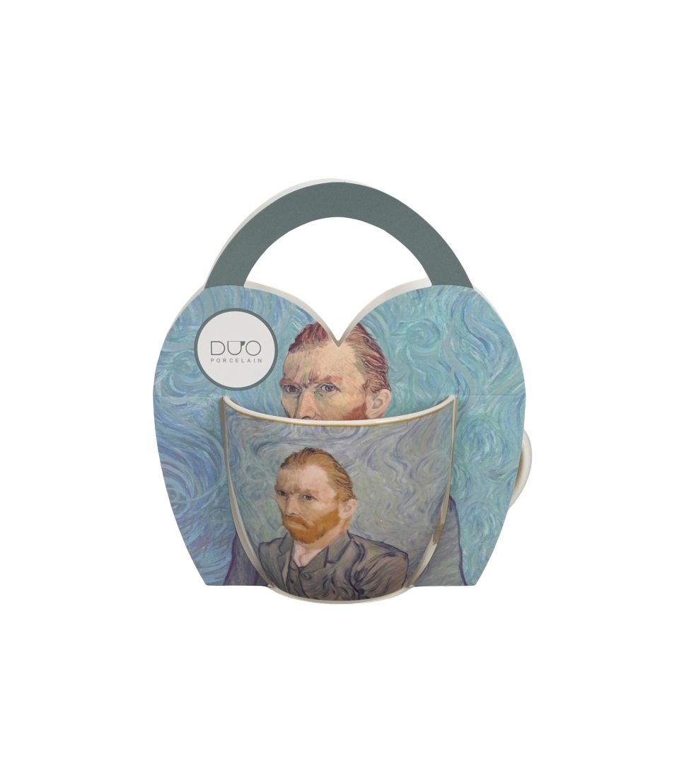 Kubek 460 ml w "koszyczku" PORTRET Van Gogha (sprzedaż w zestawach po 4 szt.)