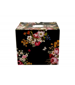 Kubek na stopce jumbo 480 ml VINTAGE FLOWERS BLACK