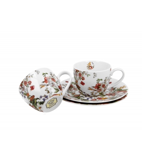 2 filiżanki espresso ze spodkami VINTAGE FLOWERS WHITE