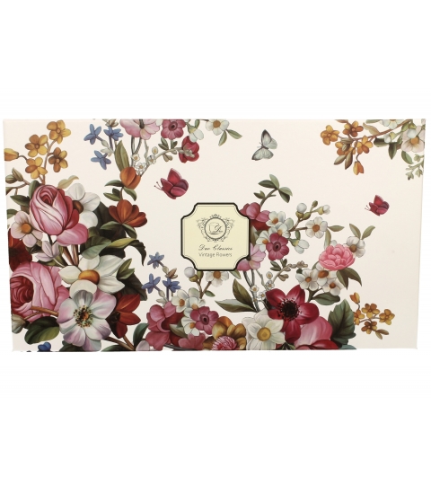 6 filiżanek ze spodkami VINTAGE FLOWERS WHITE