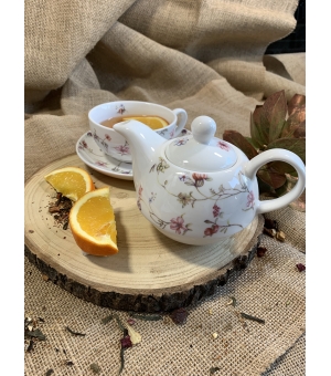 Tea for One porcelanowy / Filiżanka z dzbankiem i spodkiem SAFA