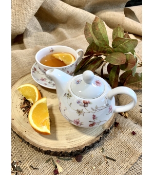 Tea for One porcelanowy / Filiżanka z dzbankiem i spodkiem SAFA