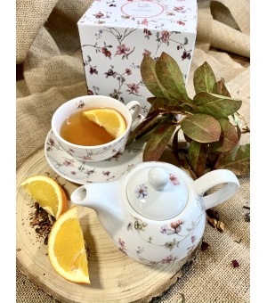 Tea for One porcelanowy / Filiżanka z dzbankiem i spodkiem SAFA
