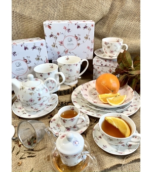 Tea for One porcelanowy / Filiżanka z dzbankiem i spodkiem SAFA