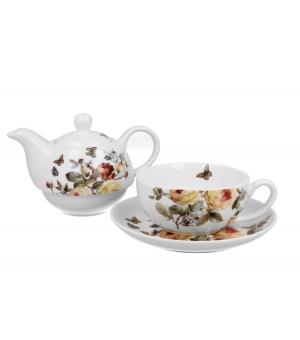 Tea for One porcelanowy / Filiżanka z dzbankiem i spodkiem ZAHRA