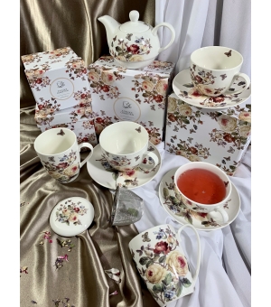 Tea for One porcelanowy / Filiżanka z dzbankiem i spodkiem ZAHRA