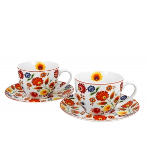 Filiżanki ze spodkami 280 ml komplet 2 szt. ŁOWICZ
