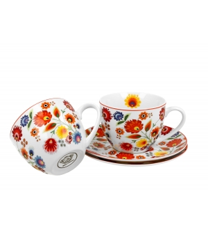 Filiżanki ze spodkami 280 ml komplet 2 szt. ŁOWICZ