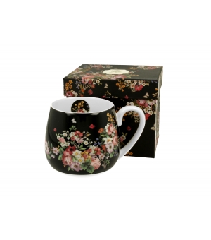 Kubek baryłka 430 ml VINTAGE FLOWERS BLACK