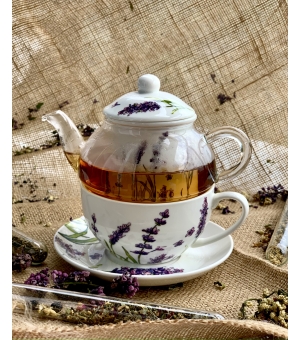 Tea for One szklany / Filiżanka z dzbankiem szklanym CLASSIC LAVENDER