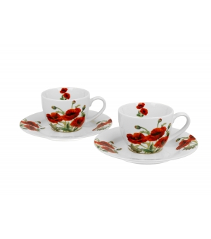 2 filiżanki espresso ze spodkami CLASSIC POPPIES