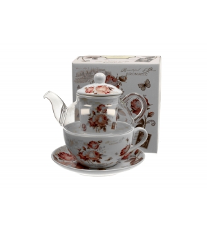 Tea for One szklany / Filiżanka z dzbankiem szklanym SECESJA