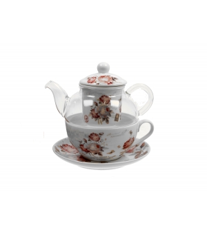 Tea for One szklany / Filiżanka z dzbankiem szklanym SECESJA