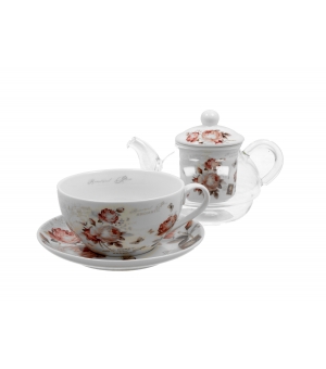 Tea for One szklany / Filiżanka z dzbankiem szklanym SECESJA