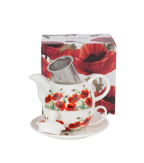 Filiżanka z dzbankiem i spodkiem CLASSIC POPPIES