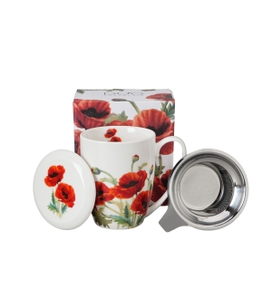 Kubek z zaparzaczem ze stali nierdzewnej CLASSIC POPPIES