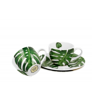 2 filiżanki espresso ze spodkami MONSTERA