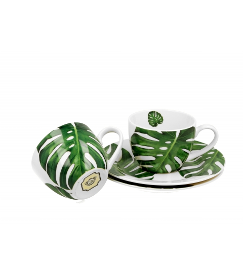 2 filiżanki espresso ze spodkami MONSTERA