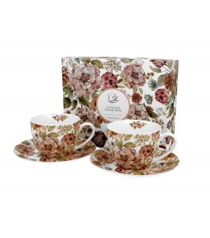 Filiżanki ze spodkami 280 ml komplet 2 szt. PASTEL FLOWERS