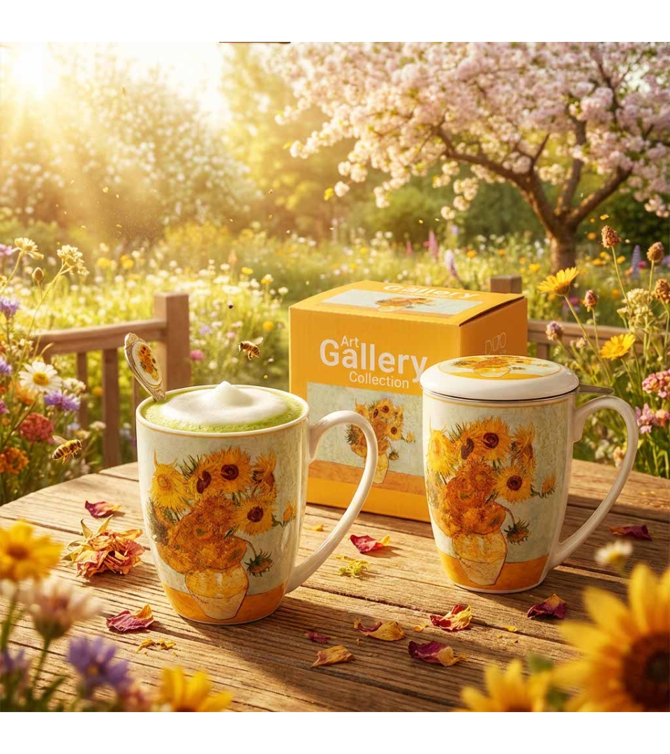 Kubek z zaparzaczem ze stali nierdzewnej SUNFLOWERS inspired by Van Gogh