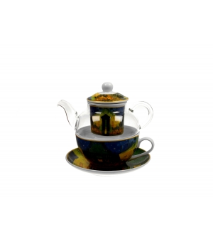 Tea for One szklany / Filiżanka z dzbankiem szklanym TERRACE AT NIGHT by Van Gogh
