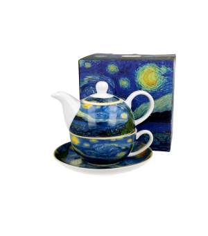 Tea for One porcelanowy / Filiżanka z dzbankiem i spodkiem STARRY NIGHT by Van Gogh