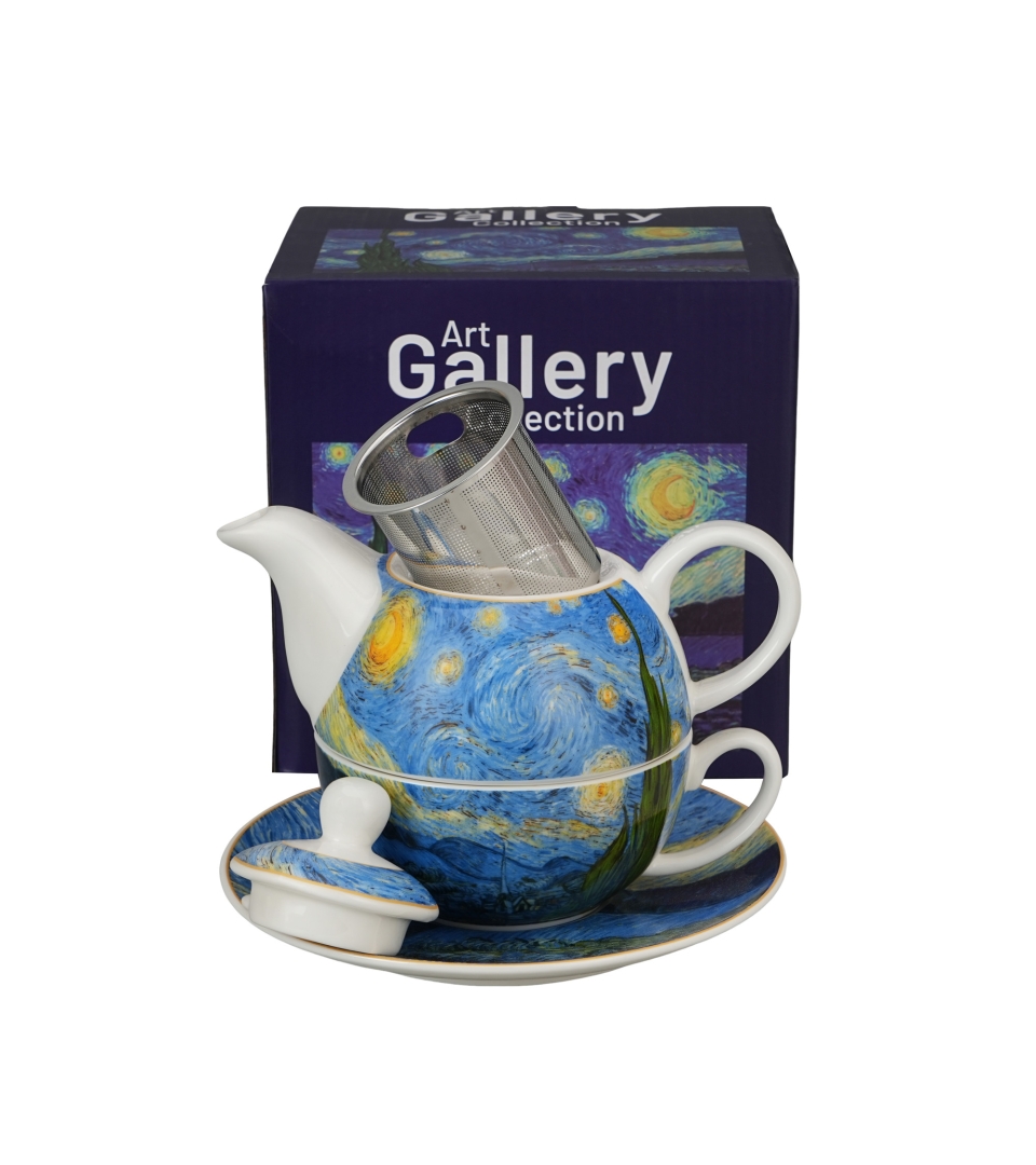 Filiżanka z dzbankiem i zaparzaczem STARRY NIGHT inspired by Van Gogh