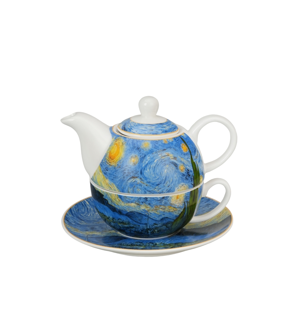 Filiżanka z dzbankiem i zaparzaczem STARRY NIGHT inspired by Van Gogh