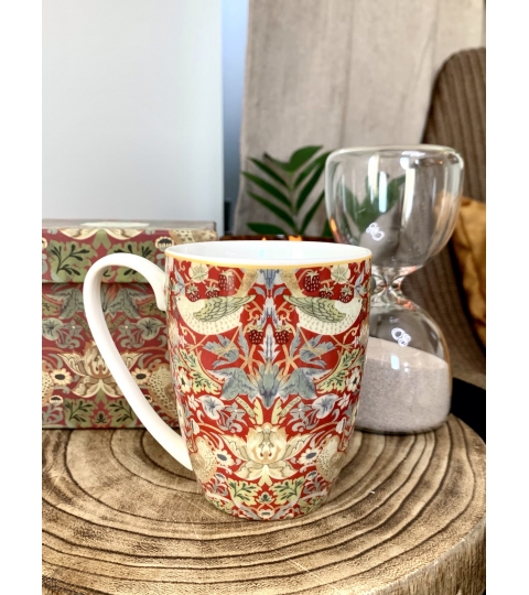 Kubek classic STRAWBERRY THIEF RED inspired by Morris