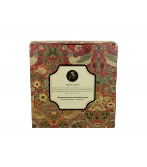 Dzbanek szklany 1000 ml z podgrzewaczem STRAWBERRY THIEF RED inspired by William Morris