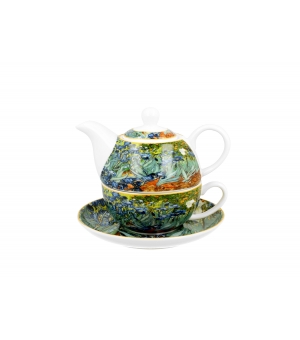 Tea for One porcelanowy / Filiżanka z dzbankiem i spodkiem IRISES by V. van Gogh