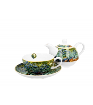 Tea for One porcelanowy / Filiżanka z dzbankiem i spodkiem IRISES by V. van Gogh