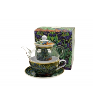 Filiżanka z dzbankiem szklanym / Tea for One IRISES by V. van Gogh