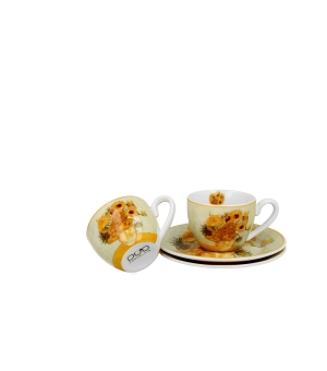 2 filiżanki espresso ze spodkami SUNFLOWERS inspired by Van Gogh