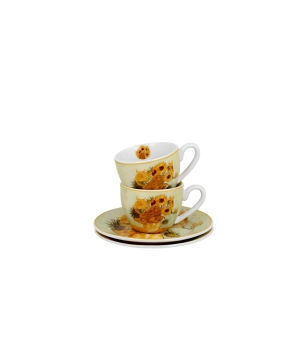2 filiżanki espresso ze spodkami SUNFLOWERS inspired by Van Gogh