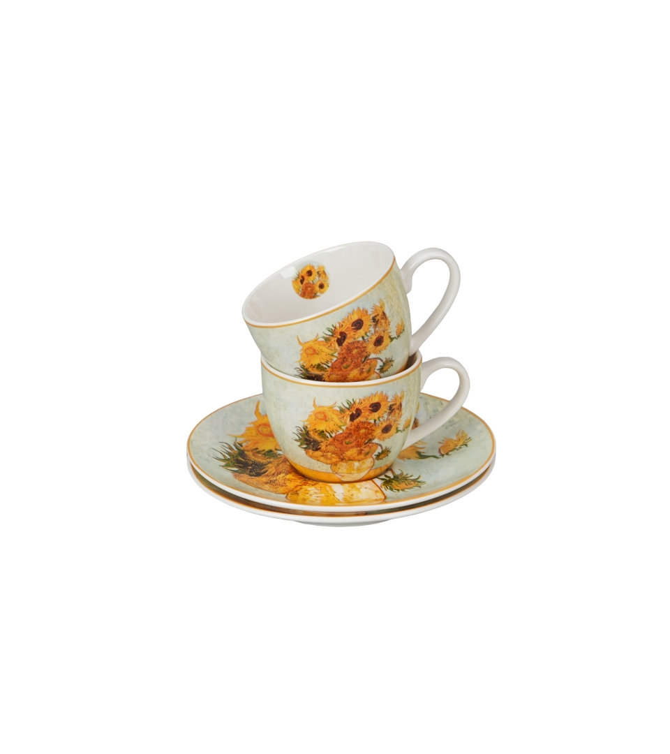 2 filiżanki espresso ze spodkami SUNFLOWERS inspired by Van Gogh