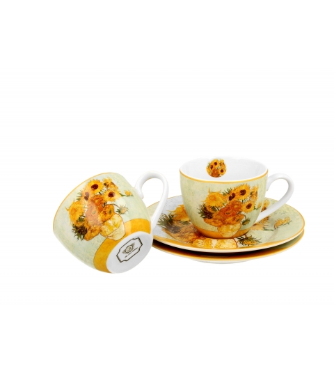 2 filiżanki espresso ze spodkami SUNFLOWERS inspired by Van Gogh