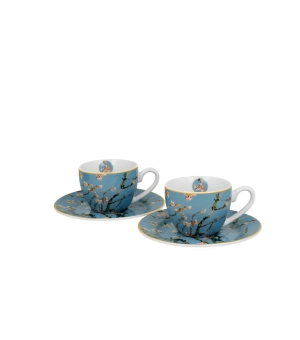 2 filiżanki espresso ze spodkami Almond Blossom inspired by Van Gogh