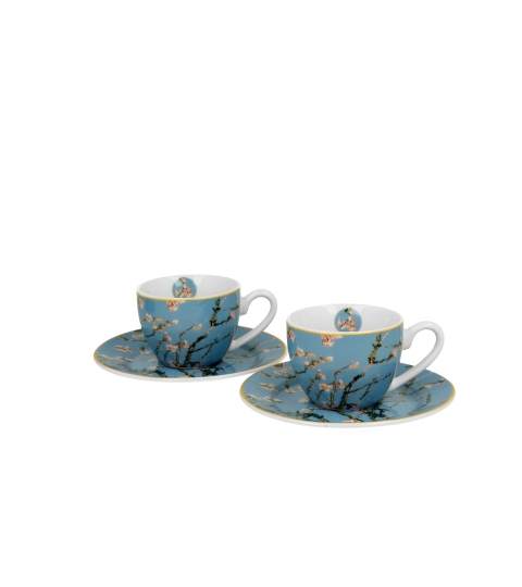2 filiżanki espresso ze spodkami Almond Blossom inspired by Van Gogh