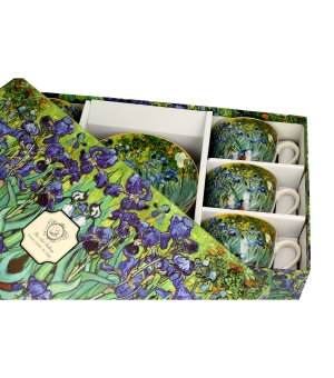 Filiżanki ze spodkami 280 ml komplet 6 szt. Irises inspired by V. van Gogh