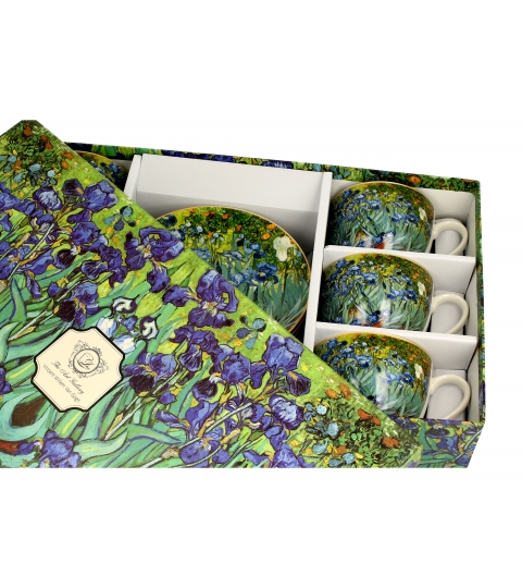 6 filiżanek ze spodkami Irises inspired by Van Gogh