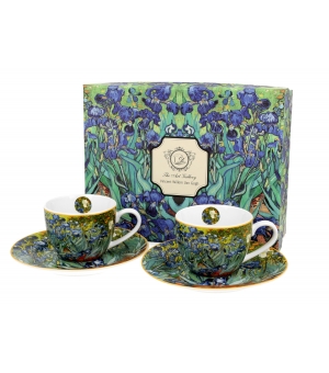 2 filiżanki espresso ze spodkami Irises inspired by Van Gogh