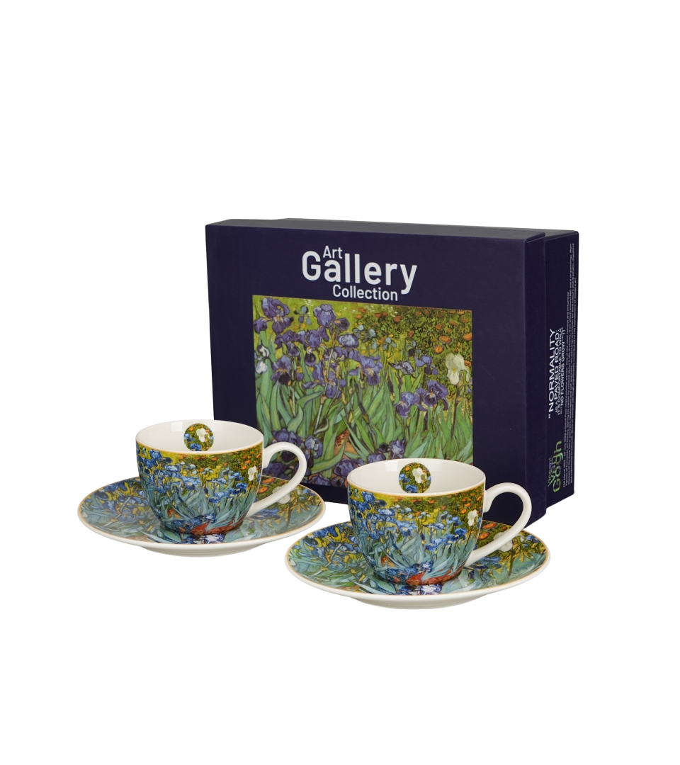 2 filiżanki espresso ze spodkami Irises inspired by Van Gogh