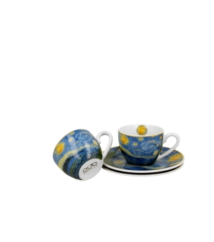 2 filiżanki espresso ze spodkami STARRY NIGHT inspired by Van Gogh