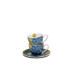 2 filiżanki espresso ze spodkami STARRY NIGHT inspired by Van Gogh