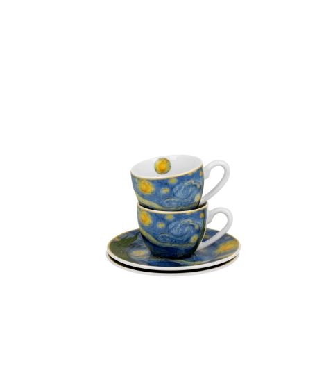 2 filiżanki espresso ze spodkami STARRY NIGHT inspired by Van Gogh